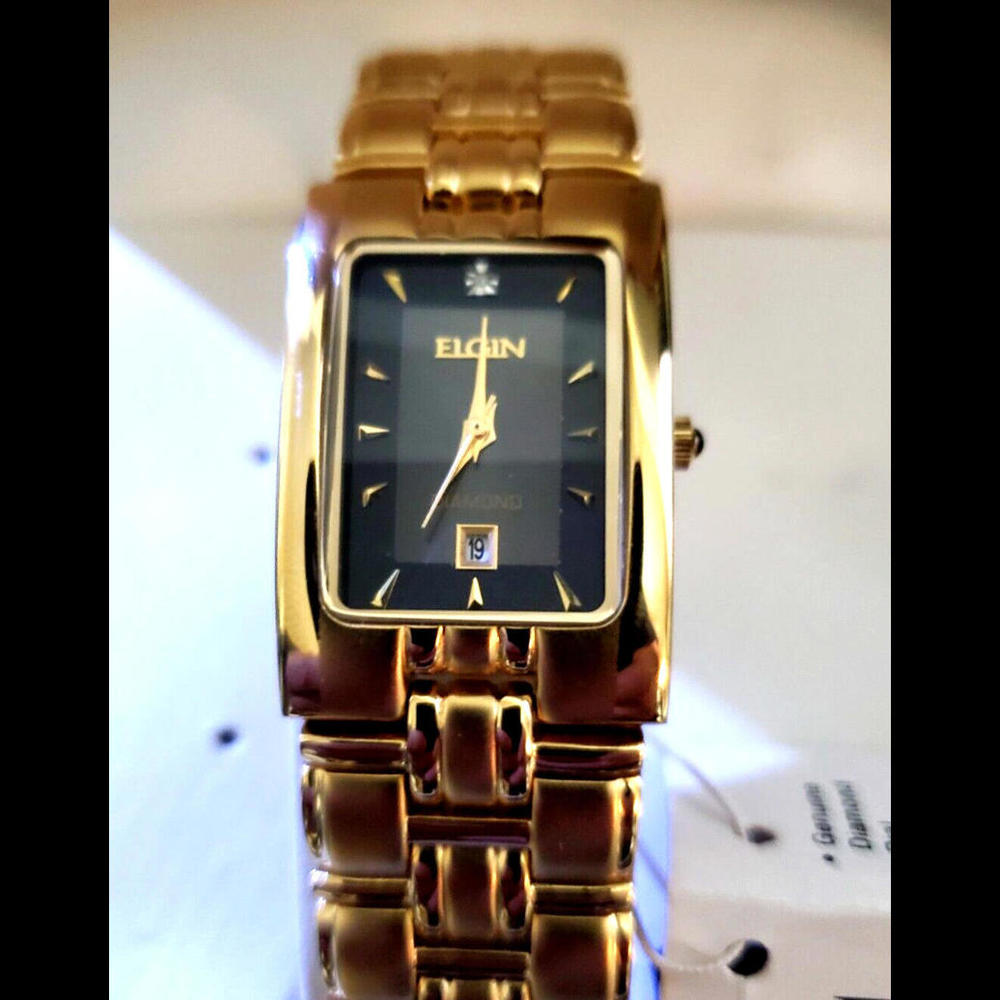 New in Box Elgin Men's Dress Tank‎ Wrist Watch New Battery